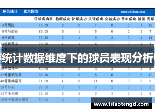 统计数据维度下的球员表现分析 统计数据维度下的球员表现分析